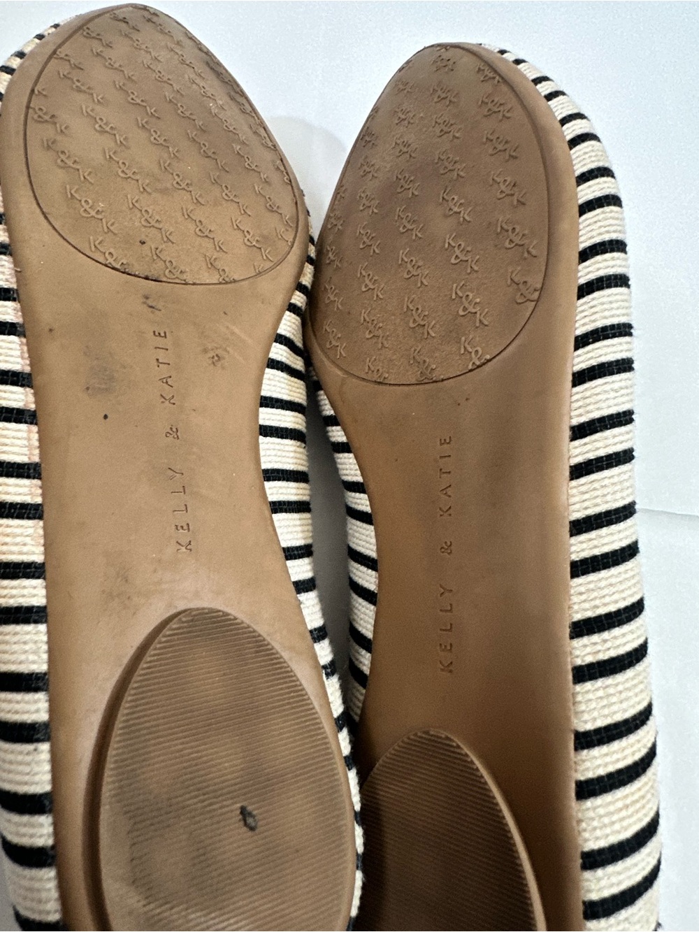 Kelly & Katie Parissa Canvas Ballet Flats black white Striped Size 11 - Picture 6 of 9